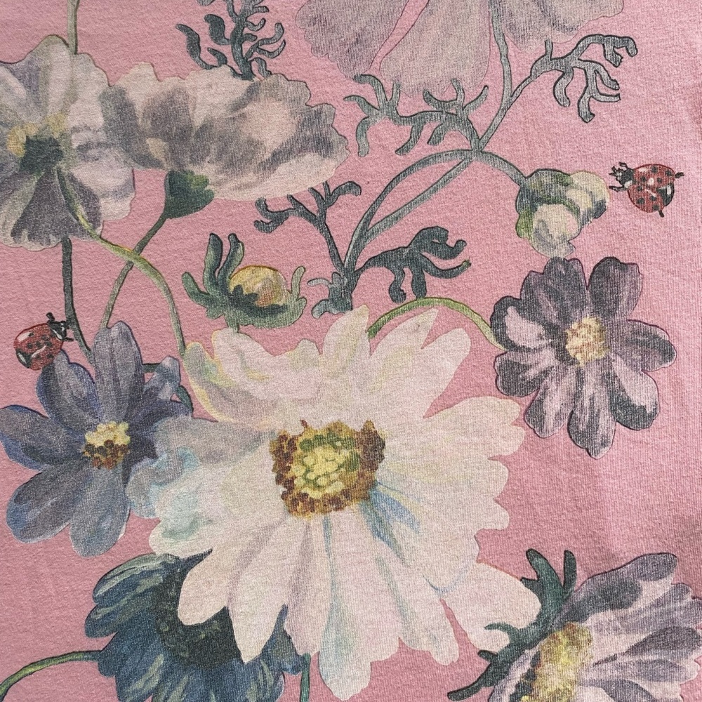 Gucci Pink Bambi Deer Floral Print Short Sleeve Cotton T-Shirt Womens Size Small - Picture 7 of 16